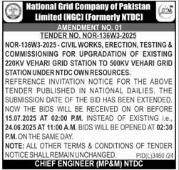 National Grid Company of Pakistan Limited Tender Notice